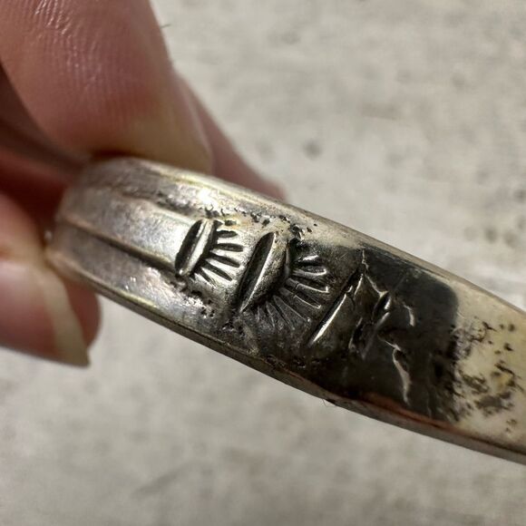 Vintage Kachina Native American Raise Coral Turquoise Sterling CJ Cuff Bracelet - Picture 5 of 10